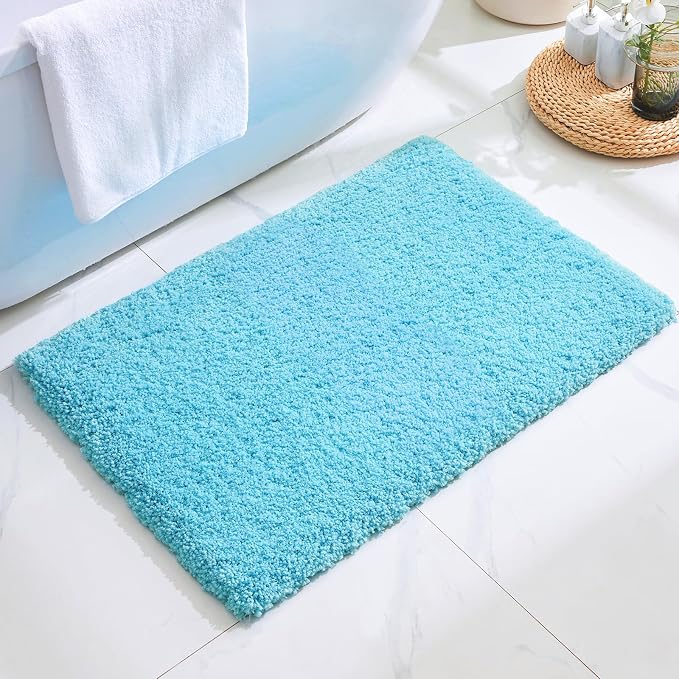 Disolla Sky Blue Bathroom Rug 20x32 - Non-Slip Plush Thick Bath Mat, Highly Absorbent & Ultra Soft Fluffy Floor Mat, Machine Washable for Shower and Tub