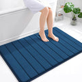 OLANLY Memory Foam Bath Mat 44x32, Super Soft Absorbent Bathroom Rugs, Quick Dry, Machine Washable Shower Floor Rugs, Bathmat Carpet, Bathroom Home Decor Accessories, Navy Blue