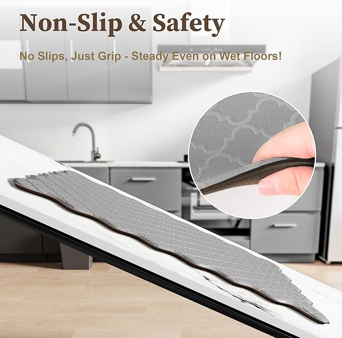 Arenarug Upgrade Scalloped Embossed Kitchen Mats for Floor 2PCS Cushioned Anti Fatigue Waterproof Foam Kitchen Rugs Non Slip Washable Comfort Standing Mat for Sink Laundry, 17.3"x30"+17.3"x59", Grey