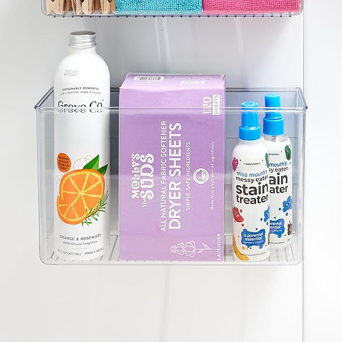 iDesign Magnetic Large Clear Plastic Organizer Bins for Laundry Room Storage