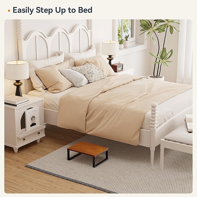 Solid Wooden Step Stool for Adults Seniors Non-Slip, Heavy Duty Bed Steps for High Beds with 500 LBS Capacity, Portable Bedside Step Stool Easy Assembly