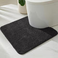 TYUU Toilet Rug, Ultra Soft Toilet Rugs U Shaped Machine Washable Non Slip Absorbent Quick Dry Toilet Mat with Rubber Backing, Black 20" x 24" U Shape