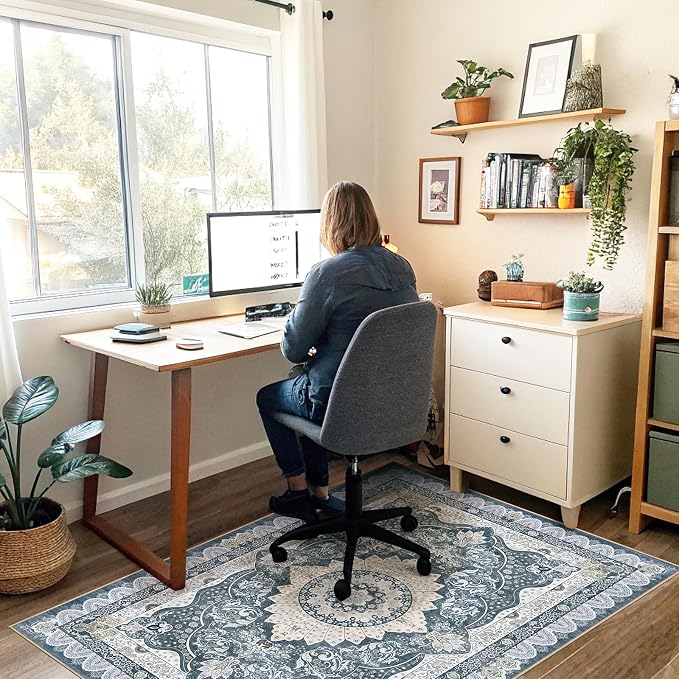 Office Chair Mat for Hardwood Floor & Tile Floor,48"X 60" Heavy Duty Desk Chair Mat for Hard Floors, Under Desk Rug for Rolling Computer Chair,Anti Slip,Low Pile Carpet Floor Protector-Square