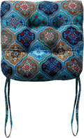 vctops Boho Geometric Chair Cushions with Ties U-Shaped Soft Cozy Cotton Linen Chair Pads Non Slip Seat Cushions for Indoor Dining Room and Kitchen Chairs (Blue,18"x18")