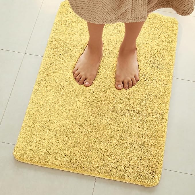 TYUU Yellow Bathroom Rugs, Ultra Soft Bath Rugs Non Slip Washable, Super Absorbent Quick Dry Bath Mat with Rubber Backing for Bathroom Floor, Shower, or Sink, Yellow 20" x 30"