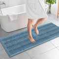 OLANLY Thick Bathroom Runner Rugs 59x20, Absorbent Chenille Striped Bath Rugs, Rubber Backing, Machine Wash, Extra Long Bath Mats for Bathroom Floor, Tub and Shower, Home Decor Accessories, Airy Blue