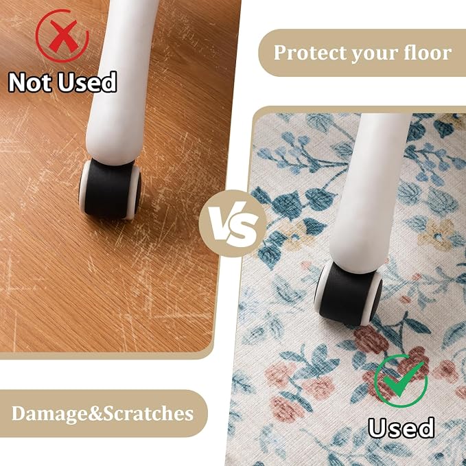 chakme Office Chair Mat for Hardwood Floor, 72"x48" Easy Glide Computer Desk Mat Protector for Rolling Chair Under Desk Rug Nonslip Backing, Machine Wash, (Floral)