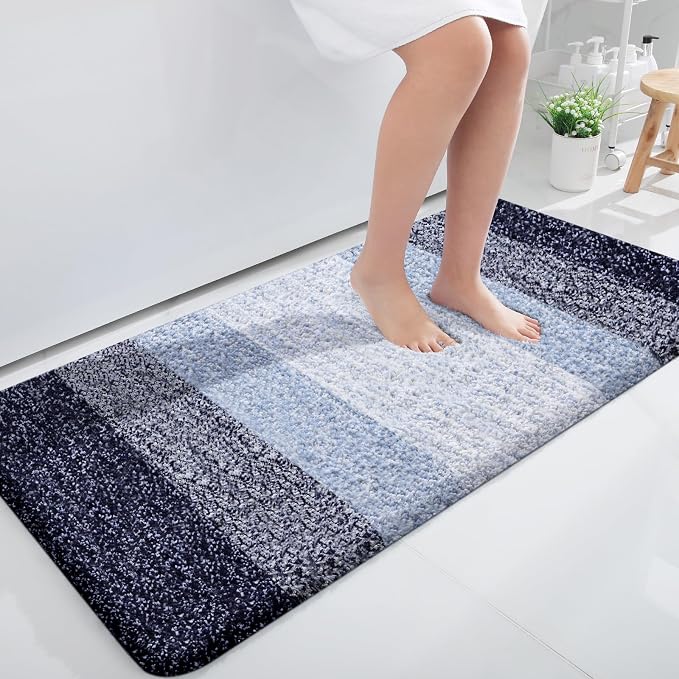 OLANLY Large Bathroom Rugs Mat 50x30, Extra Soft Absorbent Microfiber Bath Rugs, Rubber Backing, Quick Dry, Washable Bath Mats for Bathroom Floor, Tub and Shower, Home Decor Accessories, Navy Blue