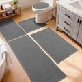 YIHOUSE Dark Gray Bathroom Rugs Sets 5 Piece, Quick Dry Thin Bath Mat with Toilet Rug - Non Slip Absorbent Machine Washable - Bath Runner Rugs for Bathtub Sink Home Decor