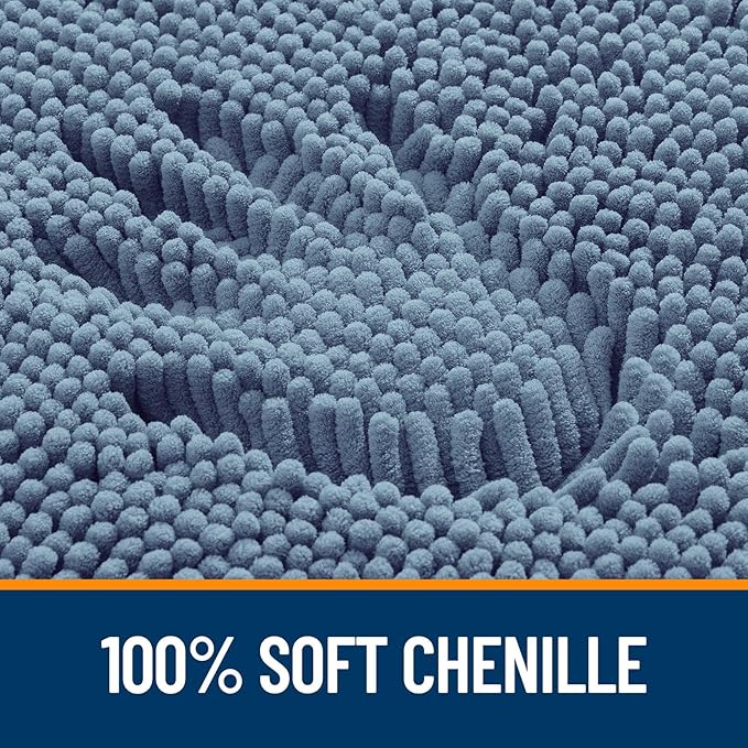 OLANLY Bathroom Rugs 34x21, Extra Soft Absorbent Chenille Bath Rugs, Rubber Backing Quick Dry, Machine Washable Bath Mats for Bathroom Floor, Tub and Shower, Home Decor Accessories, Airy Blue