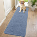 Smiry Dog Door Mat for Muddy Paws 70x24, Absorbent Dirt Trapper, Non-Slip Washable Chenille Entryway Rug for Inside Floor, Airy Blue, Classic Solid