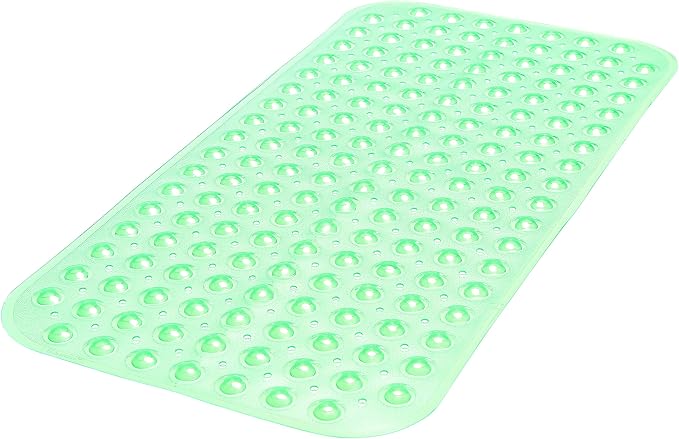 Large Non-Slip Bathtub & Shower Mat 31 inch x16 inch (Smooth/Non-Textured Tubs Only) Safe, Clean, Machine-Washable, Superior Grip&Drainage, Vinyl, Transparent Light Green, Medium