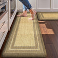 KIMODE Anti Fatigue Kitchen Mats for Floor, Farmhouse Kitchen Rugs Sets of 2, Cushioned Kitchen Floor Mats, Brown/Khaki Laundry Room Mat, Comfort Standing Mat for Sink Office Desk 17"x47"+17"x29"
