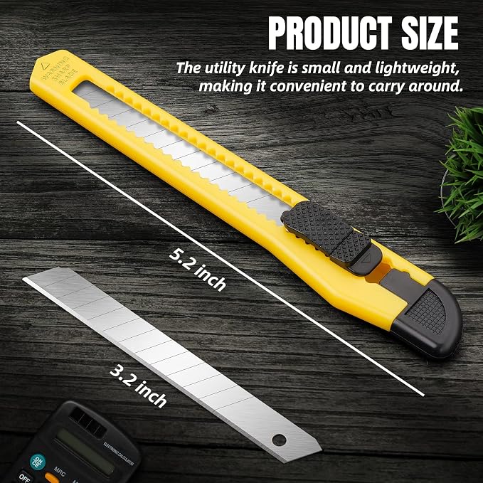 42 Pack Box Cutter Retractable, 9MM Snap-Off Blade Utility Knife With Self-Lock Design for Cutting Boxes, Carton, Cardboard, Paper