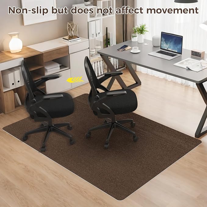 Office Chair Mat for Hardwood Floor 48x60 Inch, Non-Slip Rolling Chair Mat, Flat Lay Floor Protector for Wood Tile Laminate, Anti-Slip Sound Absorbing(Coffee)