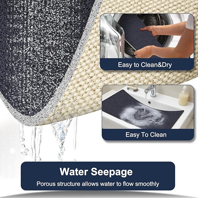 Square Loofah Shower Stall Mat 24"x24", Quick Drying Shower Mats with Drain, PVC Loofah Bath Mat for Wet Room & Bathroom Floor, Soft Textured & Elderly Safe, Washable & Resistant, Blue