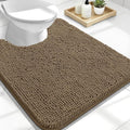 OLANLY Toilet Rugs U-Shaped 24x20, Extra Soft Absorbent Chenille Contour Bathroom Rugs for Toilet, Dry Quickly, Machine Washable, Non-Slip Bath Mat, Tan