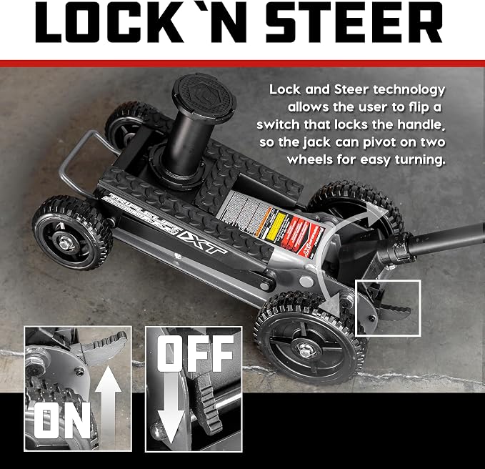 Powerbuilt Big Wheel Triple Lift Garage Jack, 3000 Pound Off Road Lift, Truck, Car, Motorcycle 1.5 Ton Capacity, 620613ECE