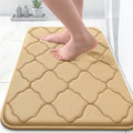 OLANLY Memory Foam Bath Mat Rug 24x16, Ultra Soft and Absorbent Bathroom Rugs, Non-Slip, Comfortable, Machine Washable Bath Carpet for Bathroom Floor, Tub, Shower and Home Decor Accessories, Beige