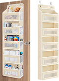 JARLINK Over The Door Organizer Storage, 5 Shelf Hanging Door Organizer with 5 Large Capacity Pockets, Anti Tilt 44 lb Load Behind Door Storage for Bedroom, Bathroom, Pantry, Nursery, (Beige)