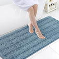 Grandaily Chenille Striped Bathroom Rugs 59x24, Extra Thick and Soft Absorbent Bath Mats, Rubber Backing, Plush Shaggy Shower Carpet, Machine Wash Dry, Bath Rug for Bathroom, Airy Blue