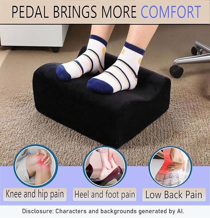 Foot Rest for Under Desk at Work,At Work Soft Ergonomic Footrest,Support Foot Pillow,Heel Chair,Leg Elevation Pillow,(Black)