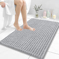 OLANLY Bathroom Rug Mat 36x24, Thick Soft and Absorbent Chenille Bath Mat, Non-Slip Rubber Backing, Machine Washable Quick Dry Bath Rugs for Tub Shower Floor, Home Decor Accessories, Light Grey