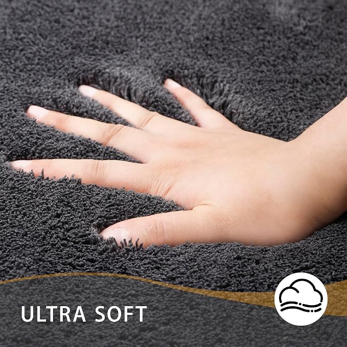 MINIDEAR Bathroom Rugs 47x17 Volcanic Gray - Thick Memory Foam Bath Mat, Ultra Soft & Plush Fluffy, Non-Slip, Quick Dry, Absorbent Washable Floor Microfiber Mat for Tub, Home Decor Accessories