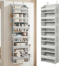 HOMELUX THEORY UPGRADED 6 Tiers Over The Door Organizer Hanging - 100D EXTRA THICK & 50lbs HUGE CAPACITY, 12 Side Mesh Pockets Over The Door Shoe Organizer, Hanging Closet Organizer (Light Gray, 1pc)