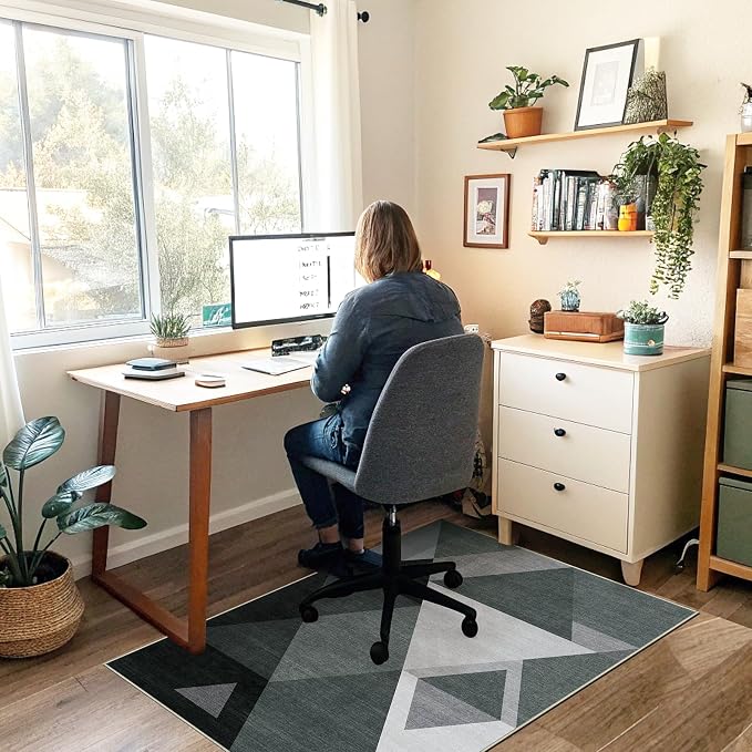 Office Chair Mat for Hardwood Floor & Tile Floor,36"X 48" Heavy Duty Desk Chair Mat for Hard Floors, Under Desk Rug for Rolling Computer Chair,Anti Slip,Low Pile Carpet Protector-Triangle