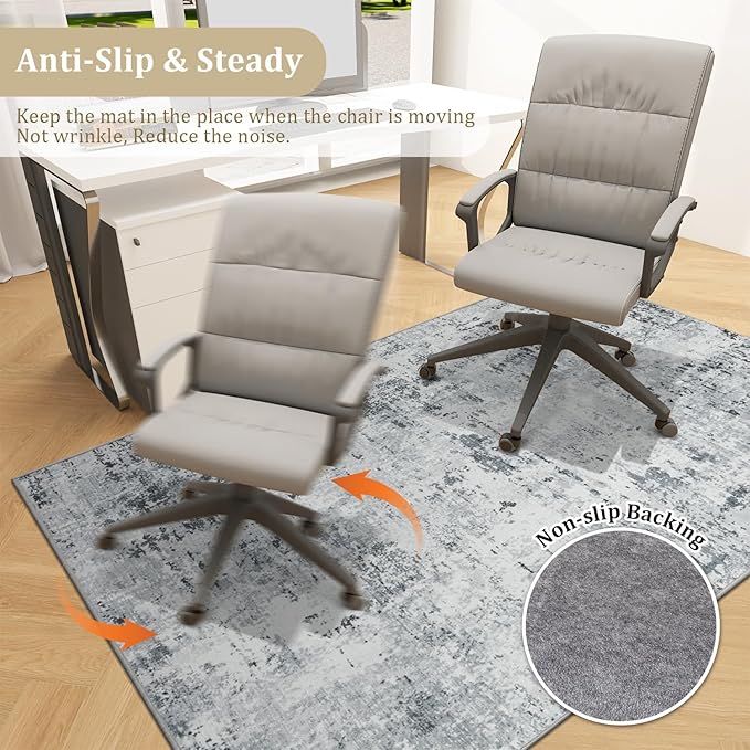 chakme Office Chair Mat for Hardwood Floor, 48"x36" Easy Glide Computer Desk Mat Protector for Rolling Chair Under Desk Rug Nonslip Backing, Machine Wash, (Boho)