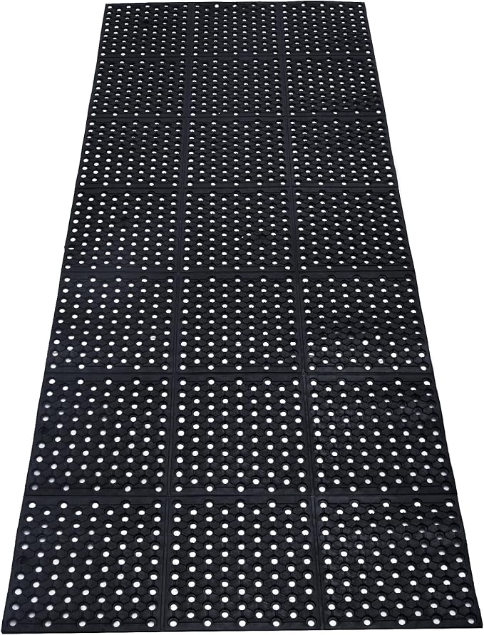 tonchean Rubber Floor Mat with Drainage Holes 83x36x0.4in Commercial Anti-Fatigue Rubber Mat with Non-Slip Backing Heavy Duty Drainage Floor Mats for Commercial Restaurant Kitchen Bar Use Wet Area