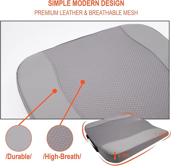 Lofty Aim Car Seat Cushion, Comfort Memory Foam Car Cushions for Driving - Sciatica & Lower Back Pain Relief, Driver Seat Pillow for Auto, Office Chair, Wheelchair - Gray