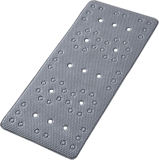 Webos Bathtub Mat Non Slip: Soft Safety Foam Bath Mat for Tub Suitable for Families Extra Large 17 X 36Inch with Drain Holes and Suction Cups Massage Tub & Shower Mat for Bathroom (Dark Grey)