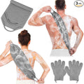 Anezus Exfoliating Back Scrubber Bath Gloves Set, Exfoliating Shower Towel with Shower Gloves for Body Scrub, Back Cleaner Wash Gloves to Remove Dead Skin (Grey)