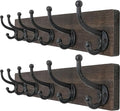 WEBI Rustic Coat Rack Wall Mount,24" Long 6 Cast Iron Coat Hooks Wall Mounted,Heavy Duty Wood Wall Coat Hanger Hooks for Hanging Coats,Jacket,Clothes,Backpack,Farmhouse,Weathered Brown,2 Packs