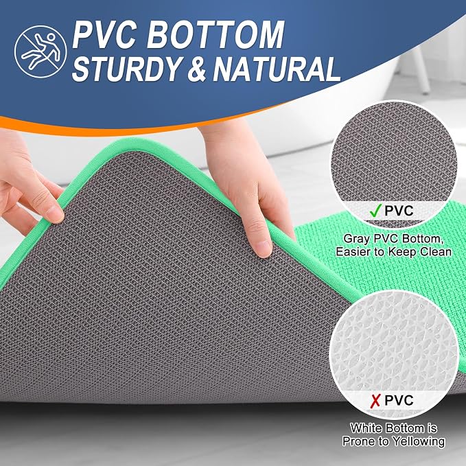 OLANLY Thick Memory Foam Bathroom Runner Rugs 44x24, Extra Soft Absorbent Long Bath Rug, Quick Dry, Non-Slip, Machine Washable Bath Mat for Bathroom, Tub and Shower, Home Decor Accessories, Mint Green