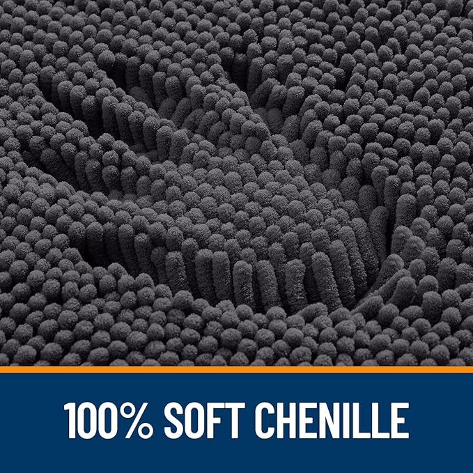 OLANLY Large Bathroom Rugs 50x30, Extra Soft Absorbent Chenille Bath Rugs, Rubber Backing Quick Dry, Machine Washable Bath Mats for Bathroom Floor, Tub and Shower, Home Decor Accessories, Dark Grey