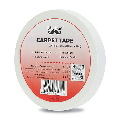 Mr. Pen Double Sided Carpet Tape - 0.7 inch x 10.9 Yard, Rug Gripper, Slip Stopper for Wood Floors