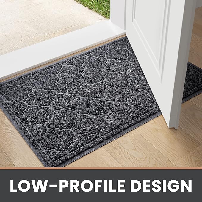 LuxStep Door Mat Large 24x36 Inch Indoor Outdoor Doormat, Non-Slip Low-Profile Design Floor Mat, Front Door Welcome Mat for Entryway,Patio,Garage, Black