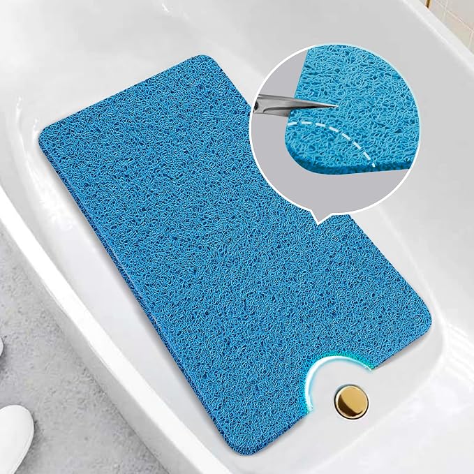 Asvin Soft Textured Bath, Shower, Tub Mat, 35x16 Inch, Phthalate Free, Non Slip Comfort Bathtub Mats with Drain, PVC Loofah Bathroom Mats for Wet Areas, Quick Drying