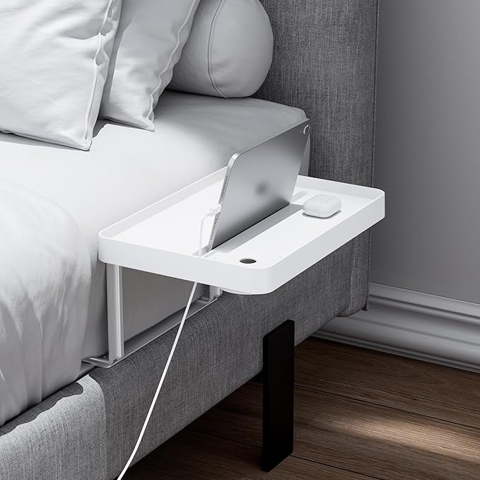 KIWIFOTOS Raised Bedside Shelf for Bed Tray Table Under Mattress for Box Spring Plate Platform Bed Nightstand Shelf Bedside Caddy College Dorm Room