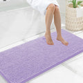 Smiry Luxury Chenille Bathroom Rugs 47x20, Extra Soft and Absorbent Shaggy Bath Mat, Machine Washable, Non-Slip Plush Carpet Runner for Tub, Shower, and Floor, Home Decor Accessories, Purple