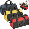 Sanwuta 3 Pack Tool Bag for Men with Waterproof Hard Bottom, Heavy Duty Tool Bag Wide Mouth Tote for Various Instrument, Electrician Carpenter Mechanic(Blue, Red, Yellow,16 Inch,Classic)