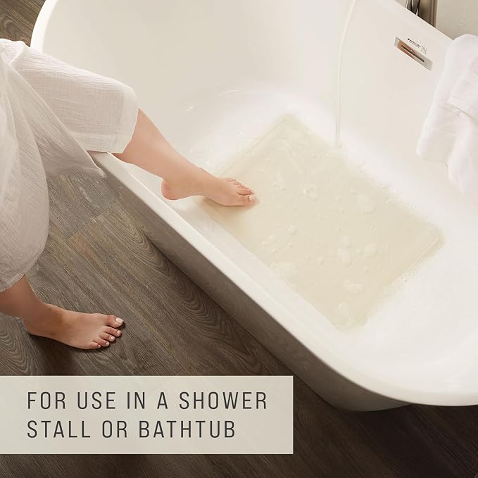 Rubbermaid Commercial Products Safti-Grip Bath Mat, Large, White, Suction-Backed, for Commercial/Residential Use for Home/Hotel/Shower/Bathtub
