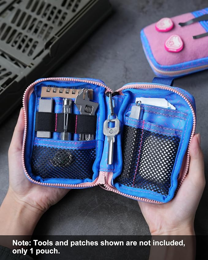 VIPERADE VE26 EDC Pouch Organizer with 11 Compartments, Small Tool Pouch with DIY Patches Area, EDC Pocket Organizer for Mutitools