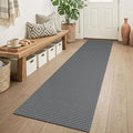 KOZYFLY Runners for Hallways 2x6 ft Washable Kitchen Runner Non Slip Rubber Backed Hall Runners Cotton Entryway Runner Rugs Floor Carpet for Indoor Backdoor Bedroom Kitchen, Grey/Dark Grey