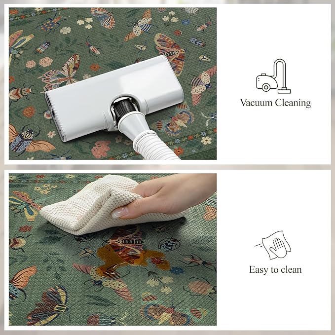 LEEVAN Anti Fatigue Mats for Kitchen Floor Non-Slip, Cushioned Kitchen Mats for Floor 20''x31''+20''x47'', Green Memory Foam Kitchen Mat Set