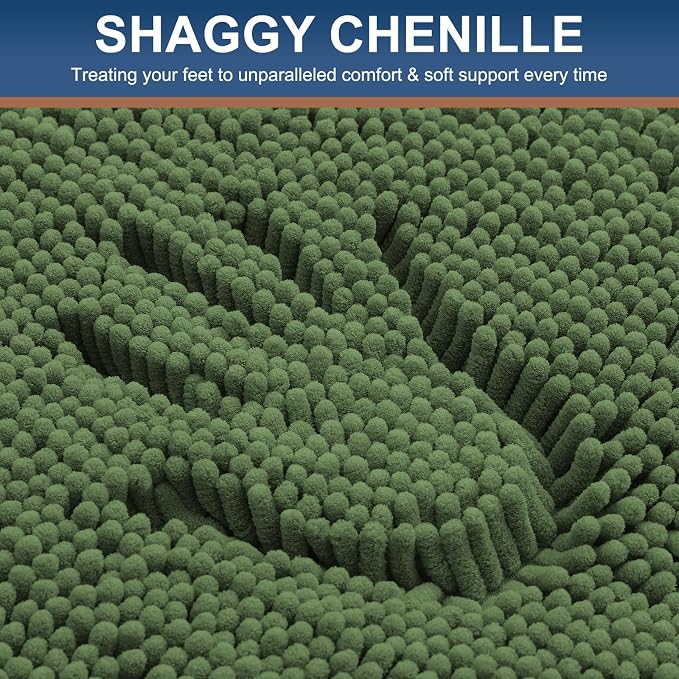 Smiry Luxury Chenille Toilet Rugs U-Shaped 20x20, Soft Absorbent Non-Slip Contour Bathroom Rugs for Toilet, Machine Washable Contoured Bath Mats, Olive Green