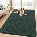 Smiry Dog Door Mat for Muddy Paws 71x46, Absorbent Dirt Trapper, Non-Slip Washable Chenille Entryway Rug for Inside Floor, Green, Classic Solid